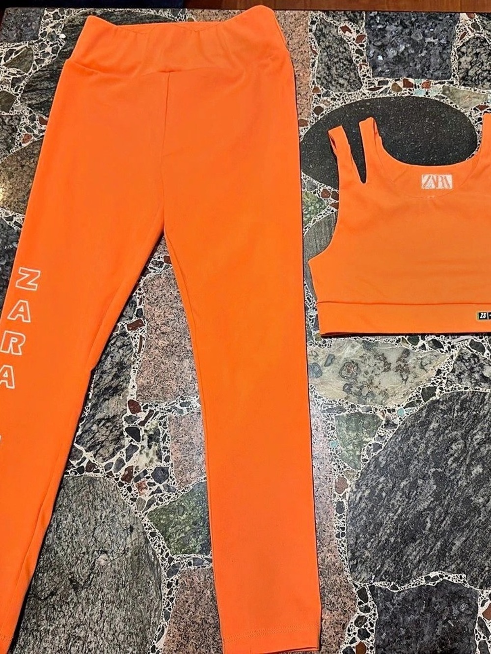 Zara Orange Athletic Leggings Set set 8-9 size